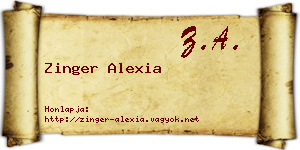 Zinger Alexia névjegykártya